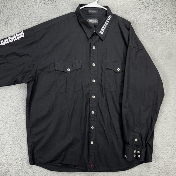 Resistol Rode Gear Mens Western Rodeo Shirt 2XL Black Bull Riding Flap Pockets
